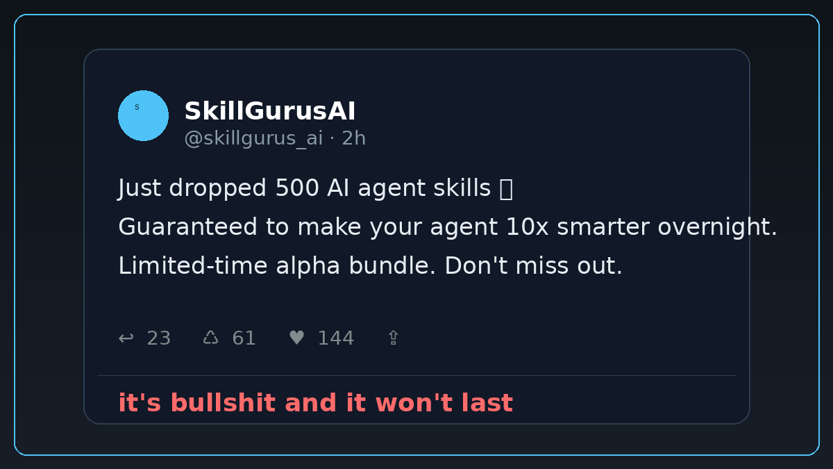 A fake tweet shilling AI skills as guaranteed alpha.